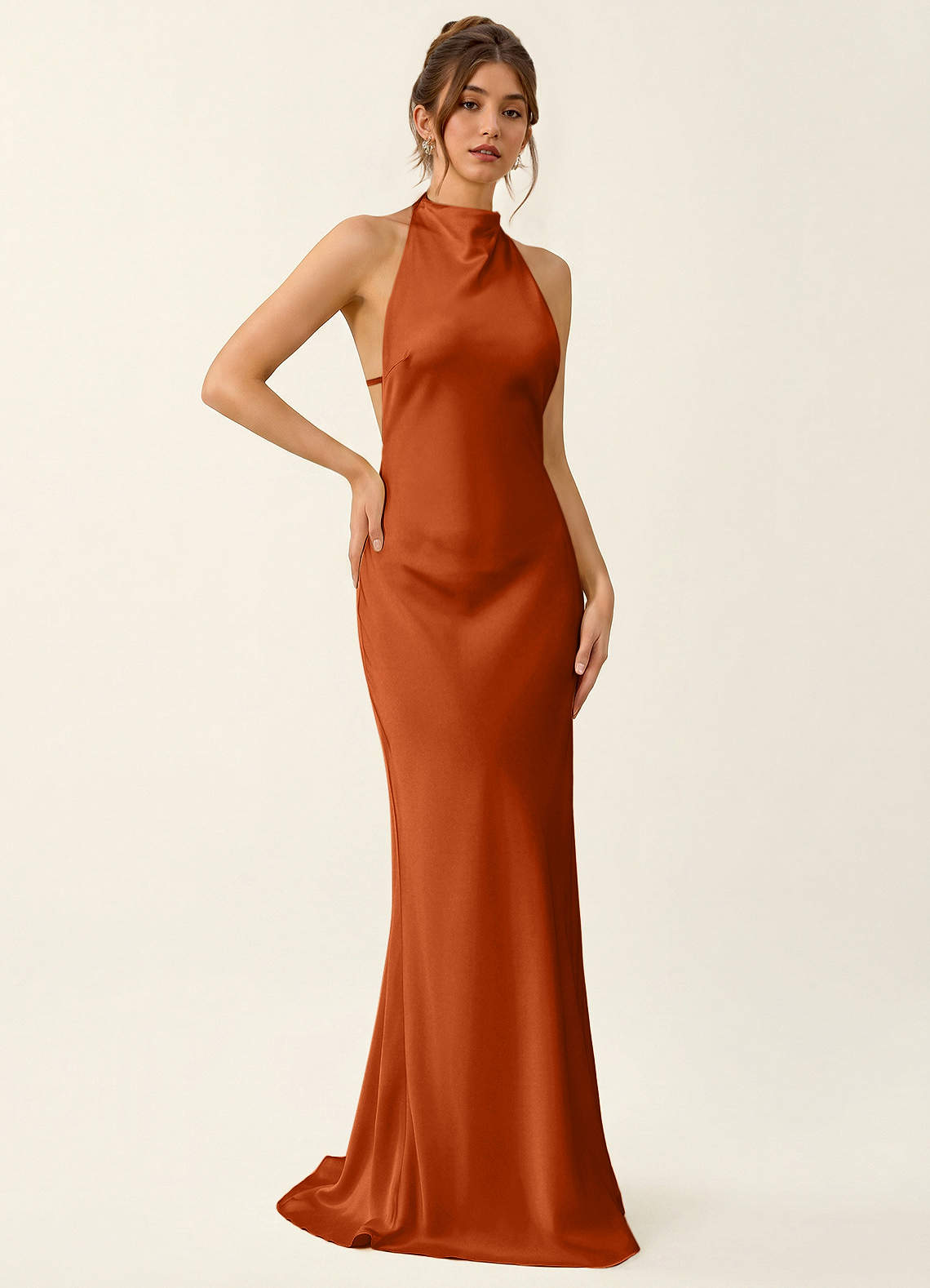 burnt orange birthday dress Homeper Burnt Orange Open Back Stain Party Dress