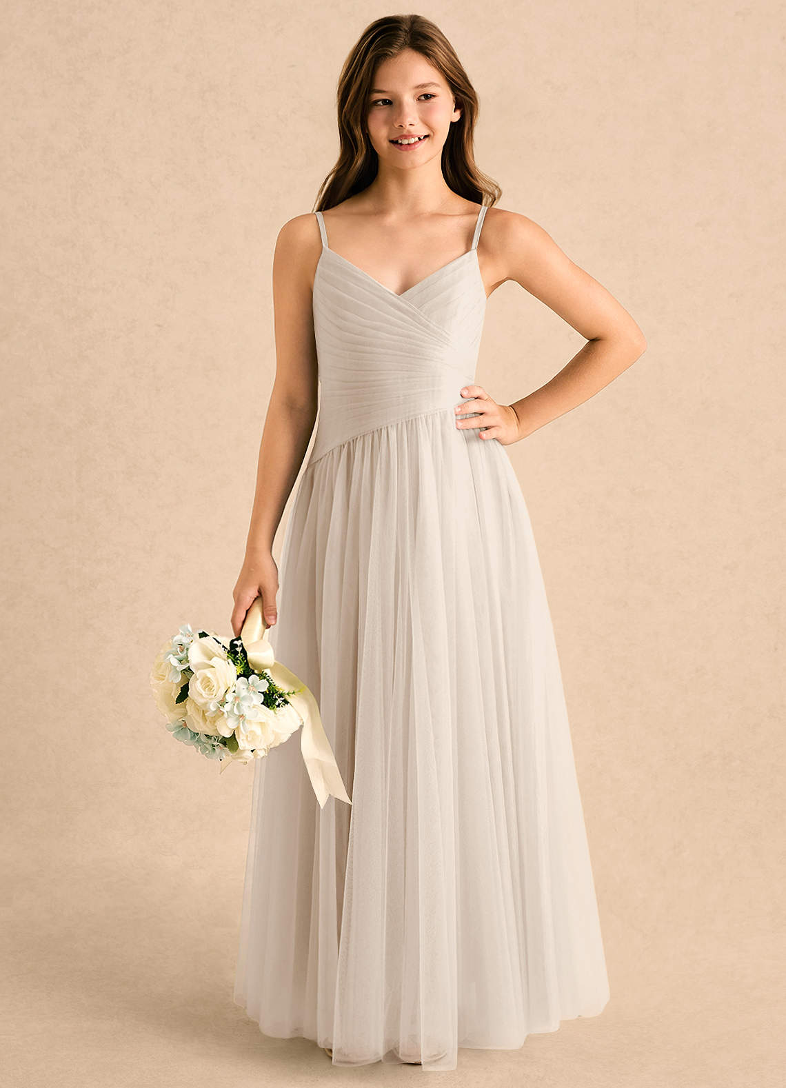 poppy bridesmaid dress Azazie Girls Formal White Alabaster A-Line Pleated Tulle Oscar de la renta Be the life of Size:FR40 - US8 - UK12 STYLES_Ball Gown Ladies day/Races dress baby