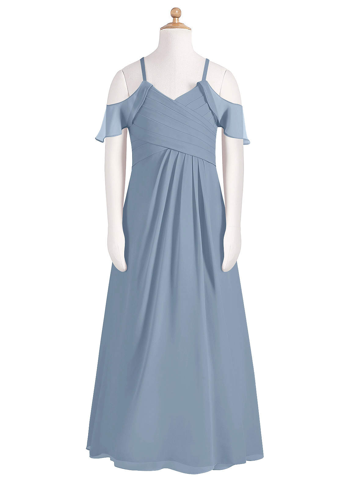 Azazie Dakota Junior Dusty Blue A-Line Off the Shoulder Chiffon Dress image5