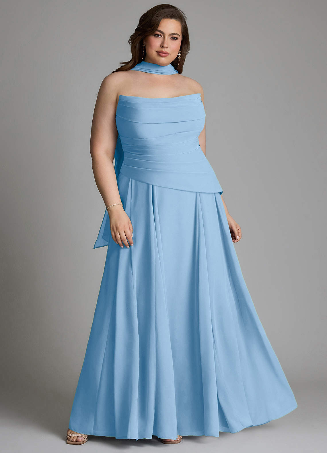 Azazie Gabriela Bridesmaid Dresses Powder Blue A-Line Corset Chiffon Dress image17