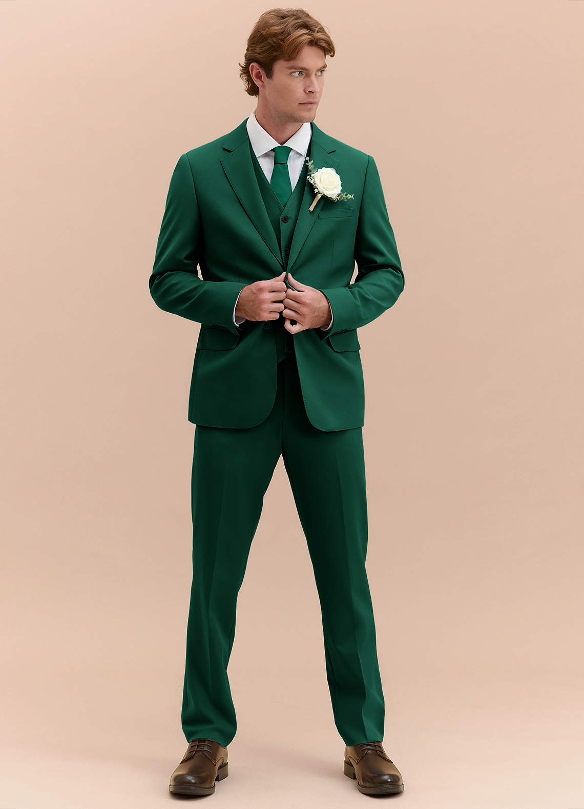 front James Emerald Structured Stretch 3-piece suit