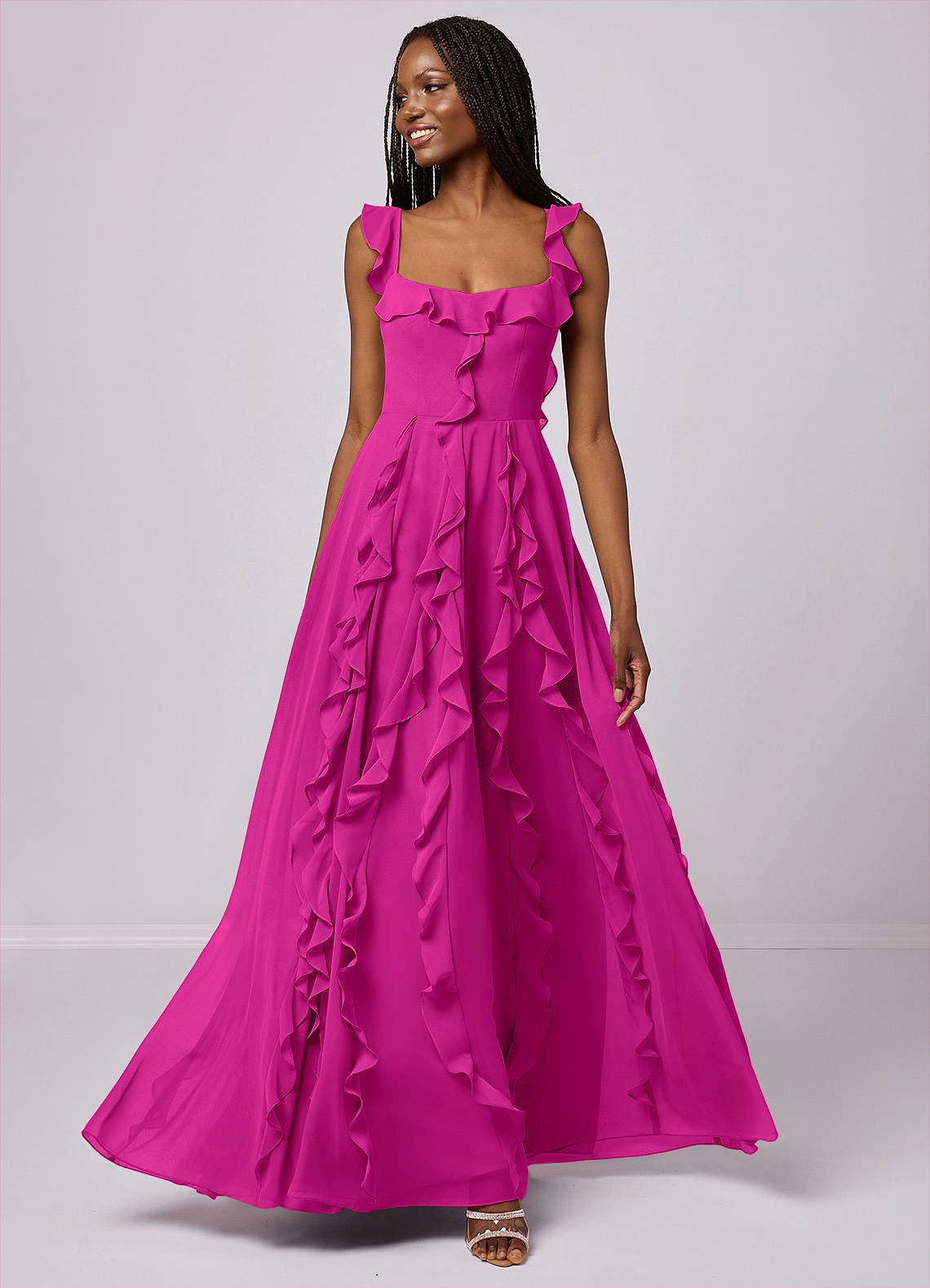 Barbie ♥ Azazie Bridesmaid Dresses Fuchsia A-Line with Pockets Chiffon Dress image1