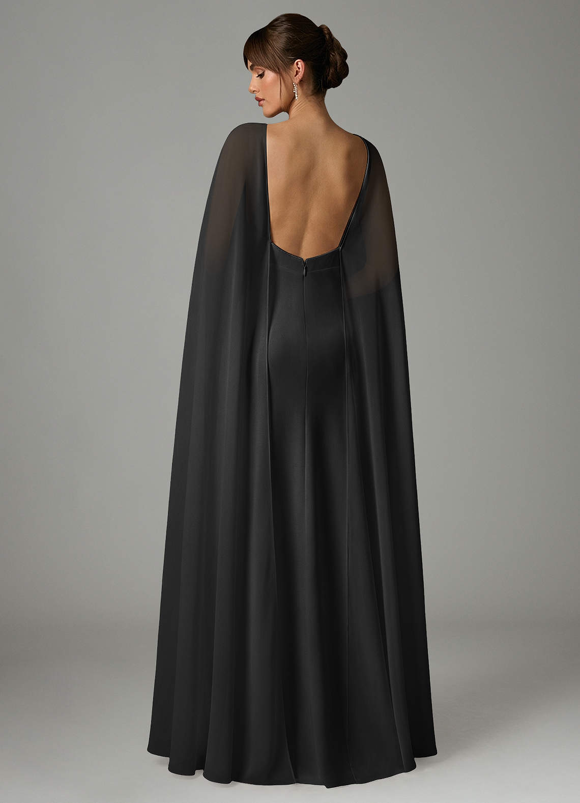 Azazie Stefania Bridesmaid Dresses Black A-Line Stretch Satin Dress image3