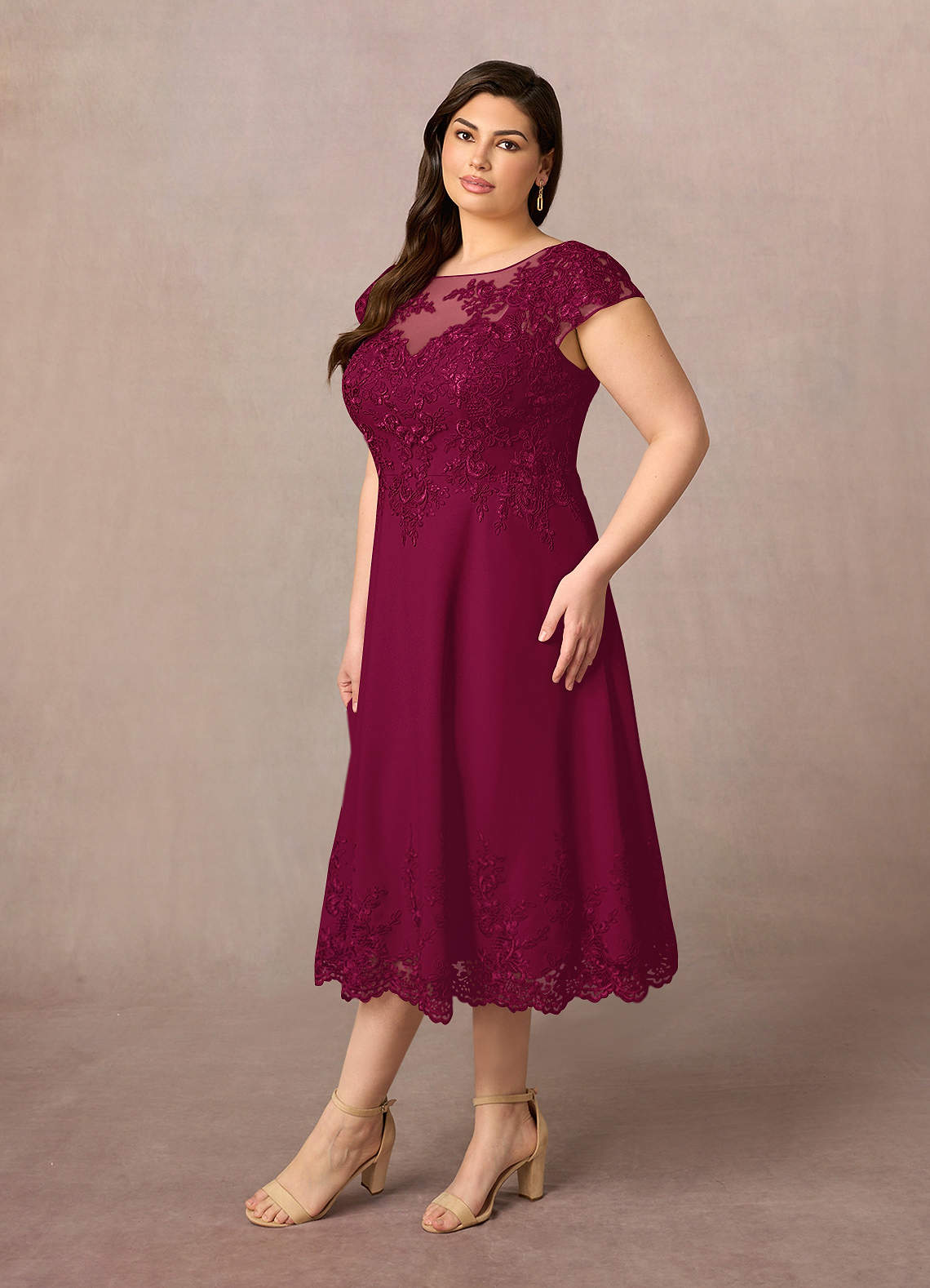 Azazie Terrano Mother of the Bride Dresses Burgundy A-Line Scoop Lace Dress image6