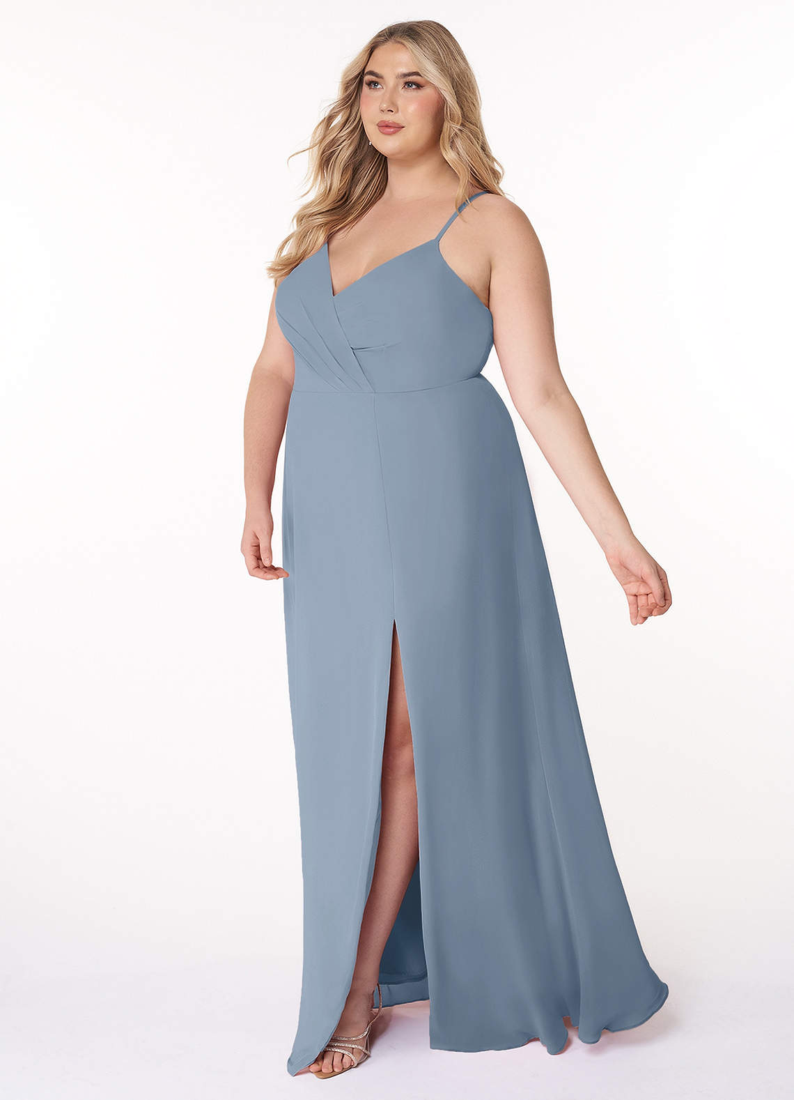 Azazie Everleigh Dusty Blue Chiffon Bridesmaid Dresses | Azazie
