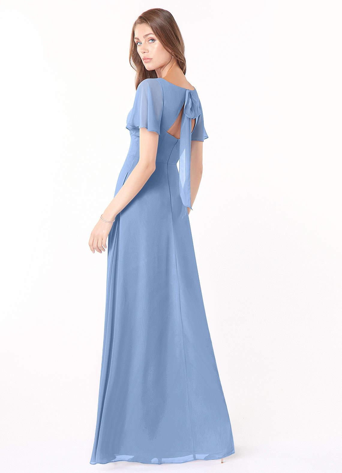Steel Blue Bridesmaid Dresses With Sleeves