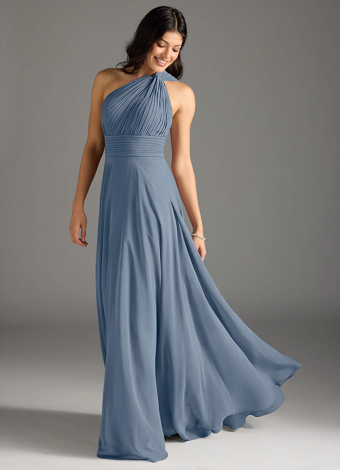 slim fit dress slacks Mila Long Grecian Bridesmaid Dress in Ecru