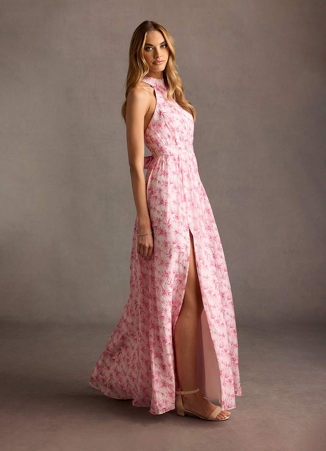 Marjorie Pink Floral Open Back Maxi Dress Ready to Ship | Azazie CA