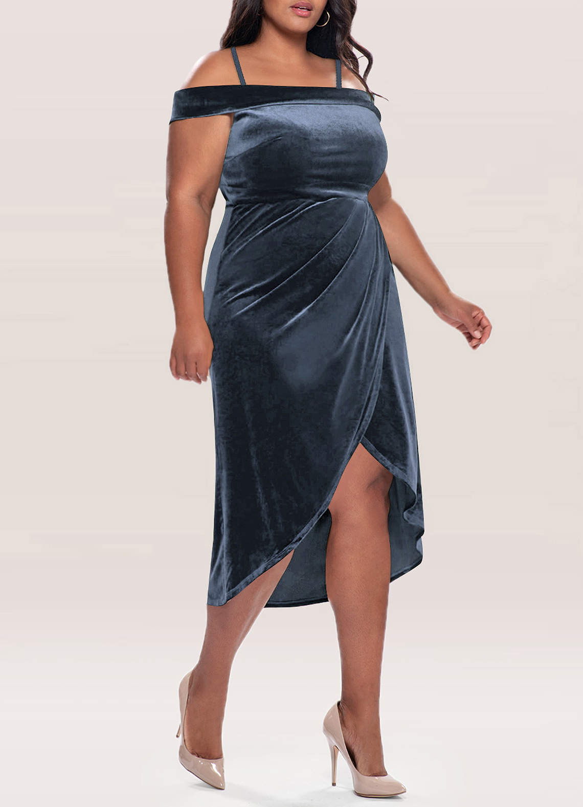 Velvet French Blue Midi Dress image1