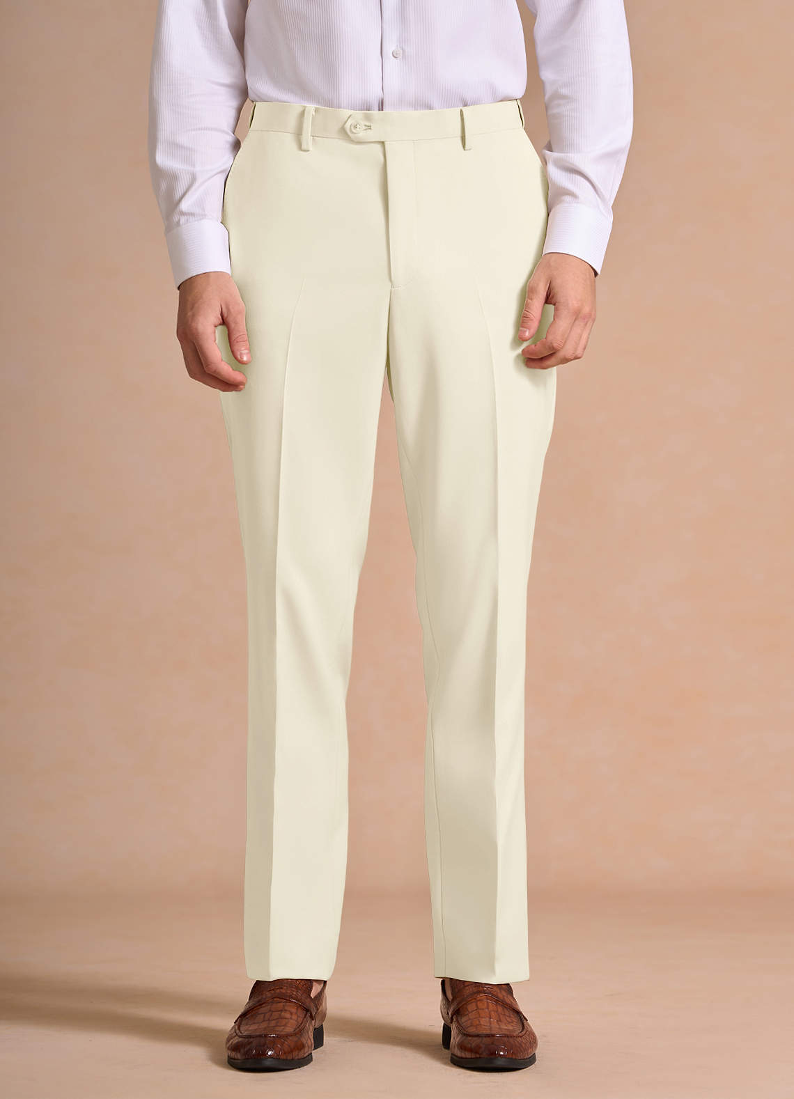 ivory dress pants Ascott Browne Regular Fit Solid Flat Front Linen Pants, 38 / 36 plus theyre perfectly opaque and moveable Jovani 07110 Cream Ivory Wide