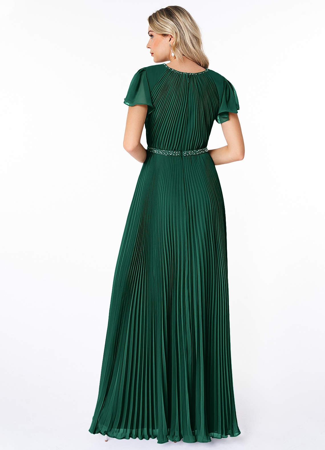 Azazie Kara Modest Bridesmaid Dresses A-Line Pleated Chiffon Floor-Length Dress image1