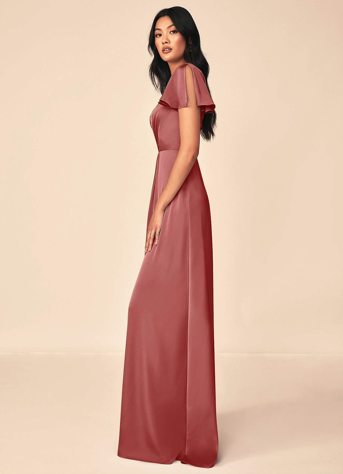 bridesmaid dresses ayrshire Azazie Soren Ready to Ship Auburn Stretch Satin The floor