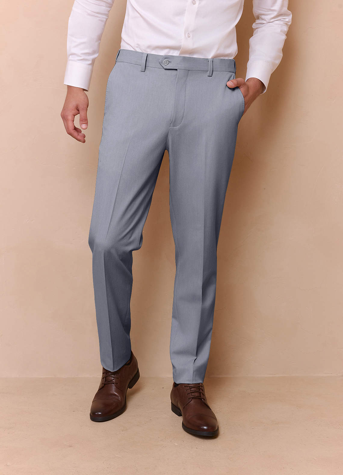 front Savile Grey Wool Blend Dress Pants