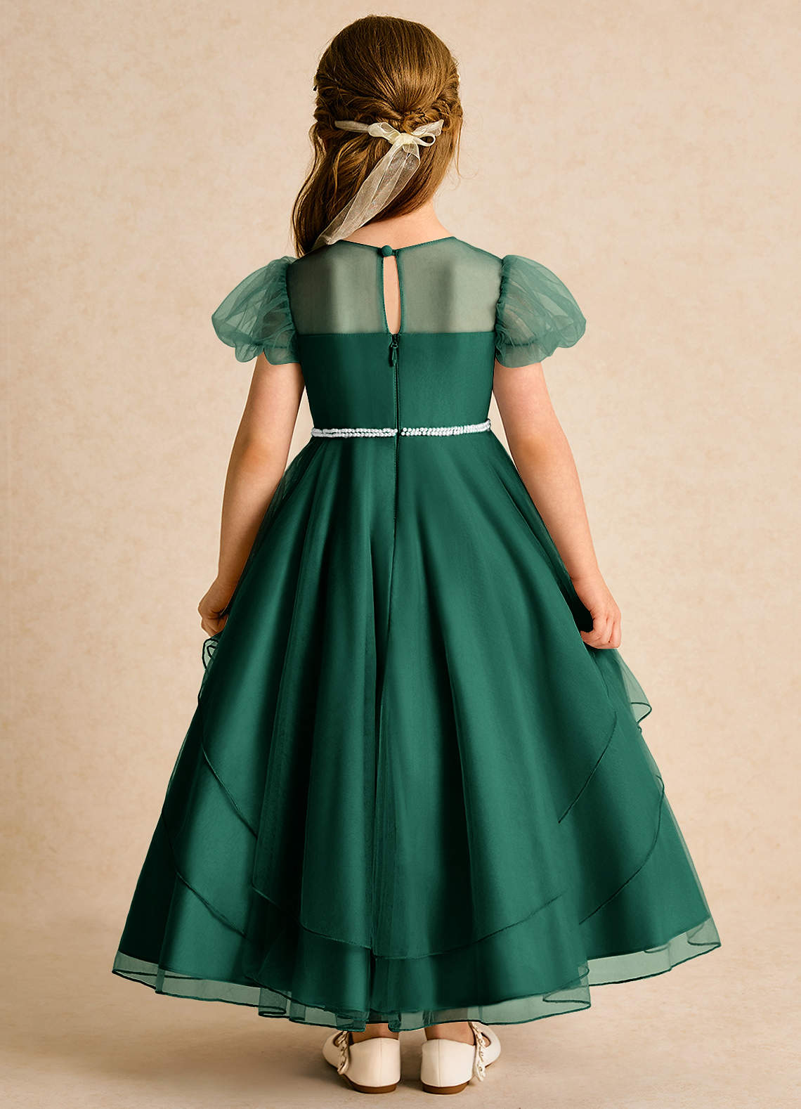 emerald green dresses for girls Emerald Green Girl's Dress, Holiday Party Dress for Little Girls, Wint –  Alzia Dresses main image 0