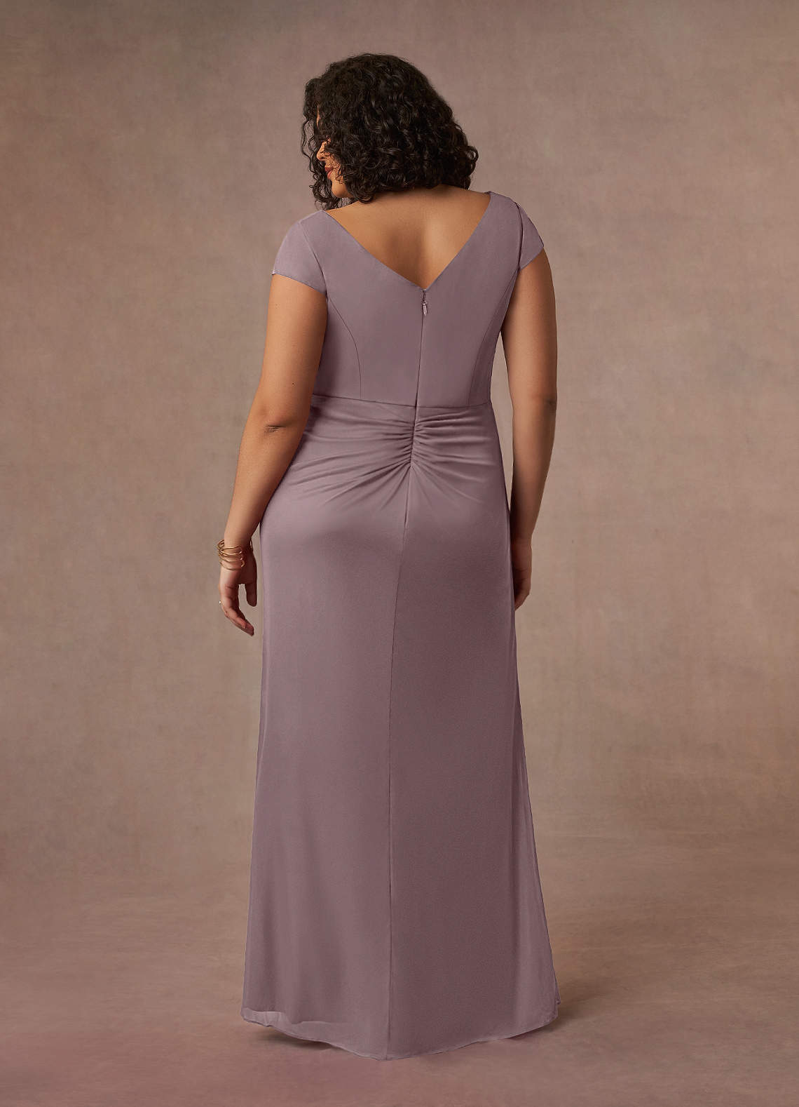 Azazie Roya Mother of the Bride Dresses Dusk Mermaid V-Neck Pleated Mesh Dress image9