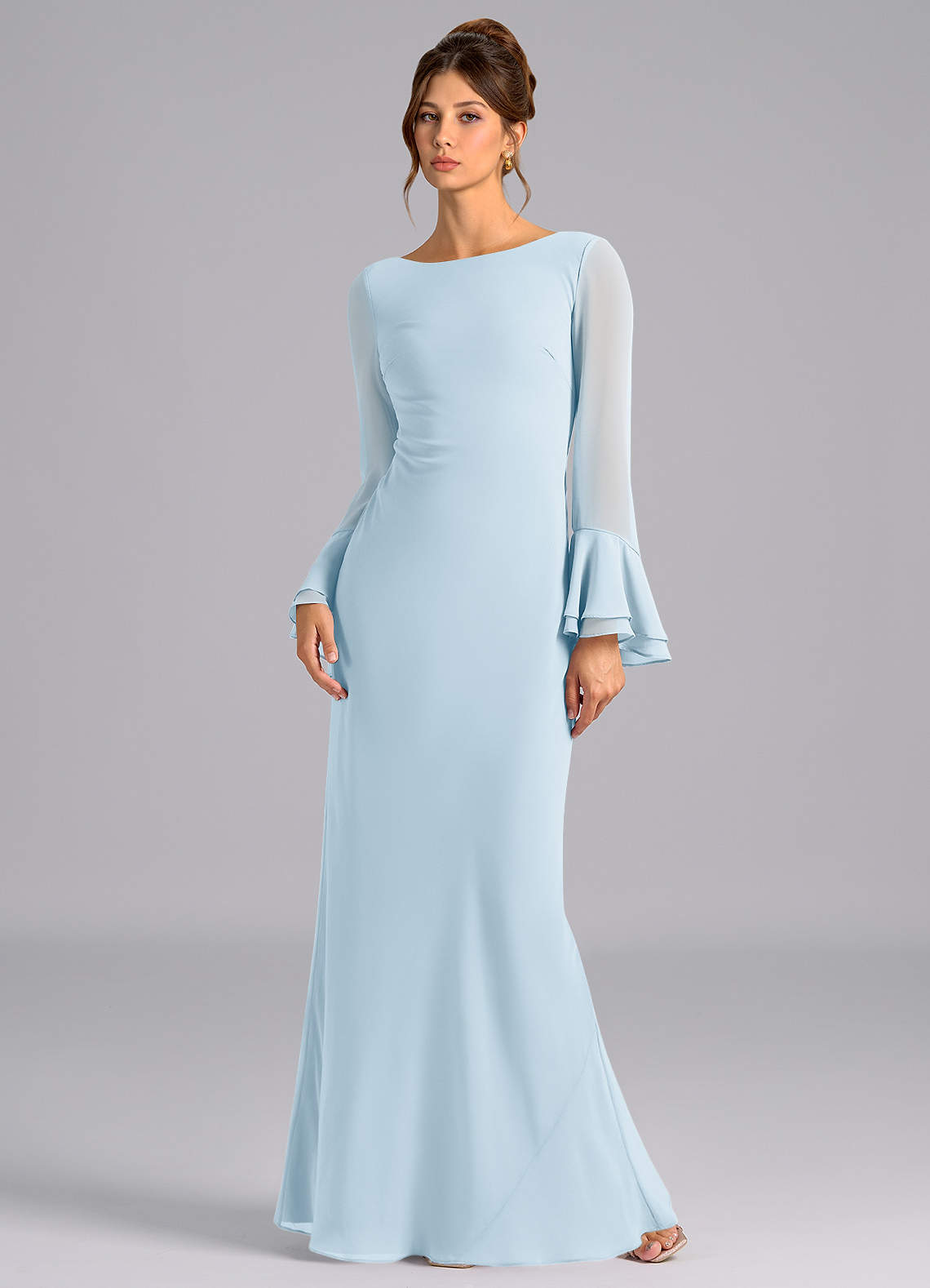 sky blue dress long sleeve Prom Dress Pale Blue Dress With Sleeves Baby Blue Prom Dress Long Sleeve  Sleeve Prom Blue