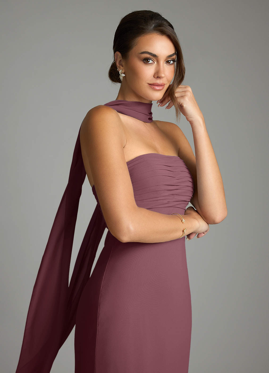 rock n roll bridesmaid dresses BABARONI Spaghetti Strap Chiffon Bridesmaid Gowns-Silver, Silver / US0 main image 1