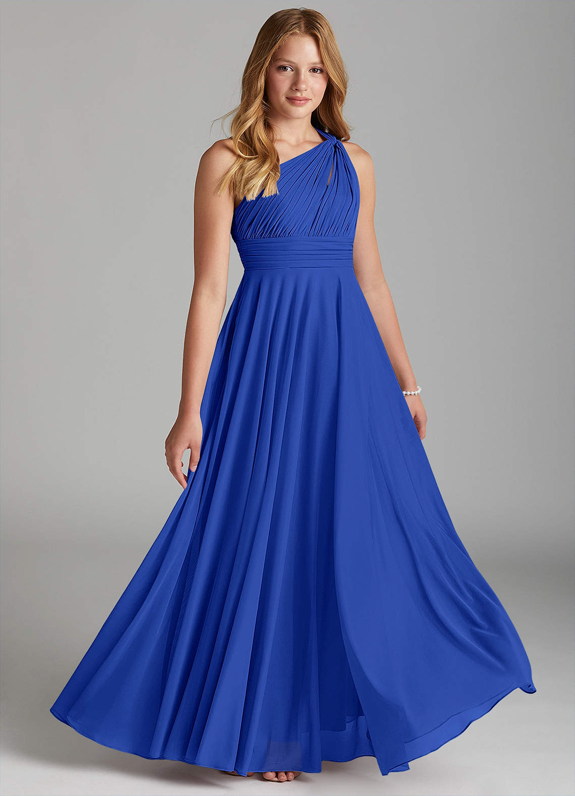 Azazie Charlize Junior A-Linie Gittergewebe Kleid Königsblau image1