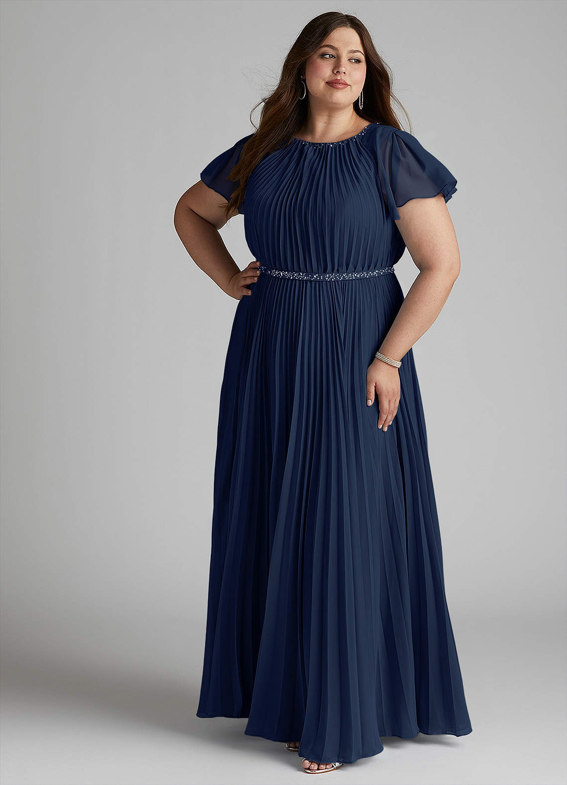 Azazie Kara Modest Bridesmaid Dresses A-Line Pleated Chiffon Floor-Length Dress image12