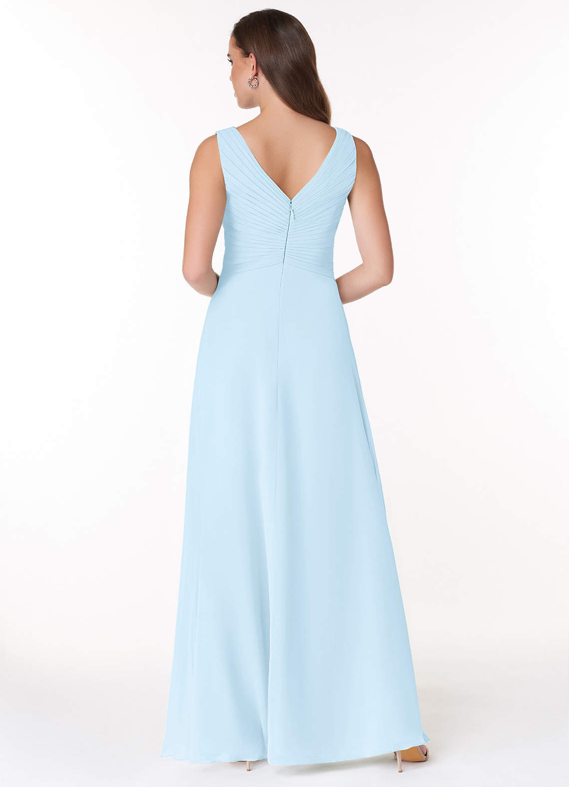 Azazie Flora At-home Try On Dresses Agave A-Line Pleated Chiffon Dress image1