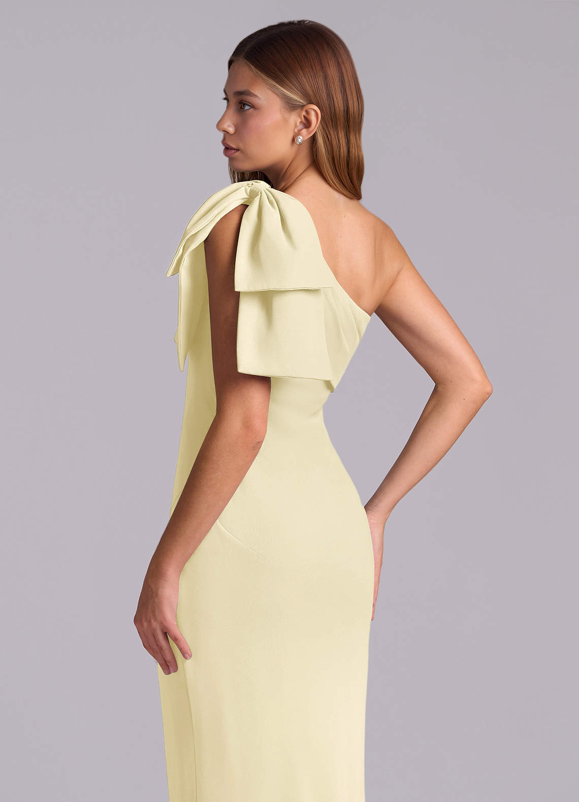 Azazie Yuanna Bridesmaid Dresses Lemon Sorbet Mermaid One Shoulder Chiffon Dress image7