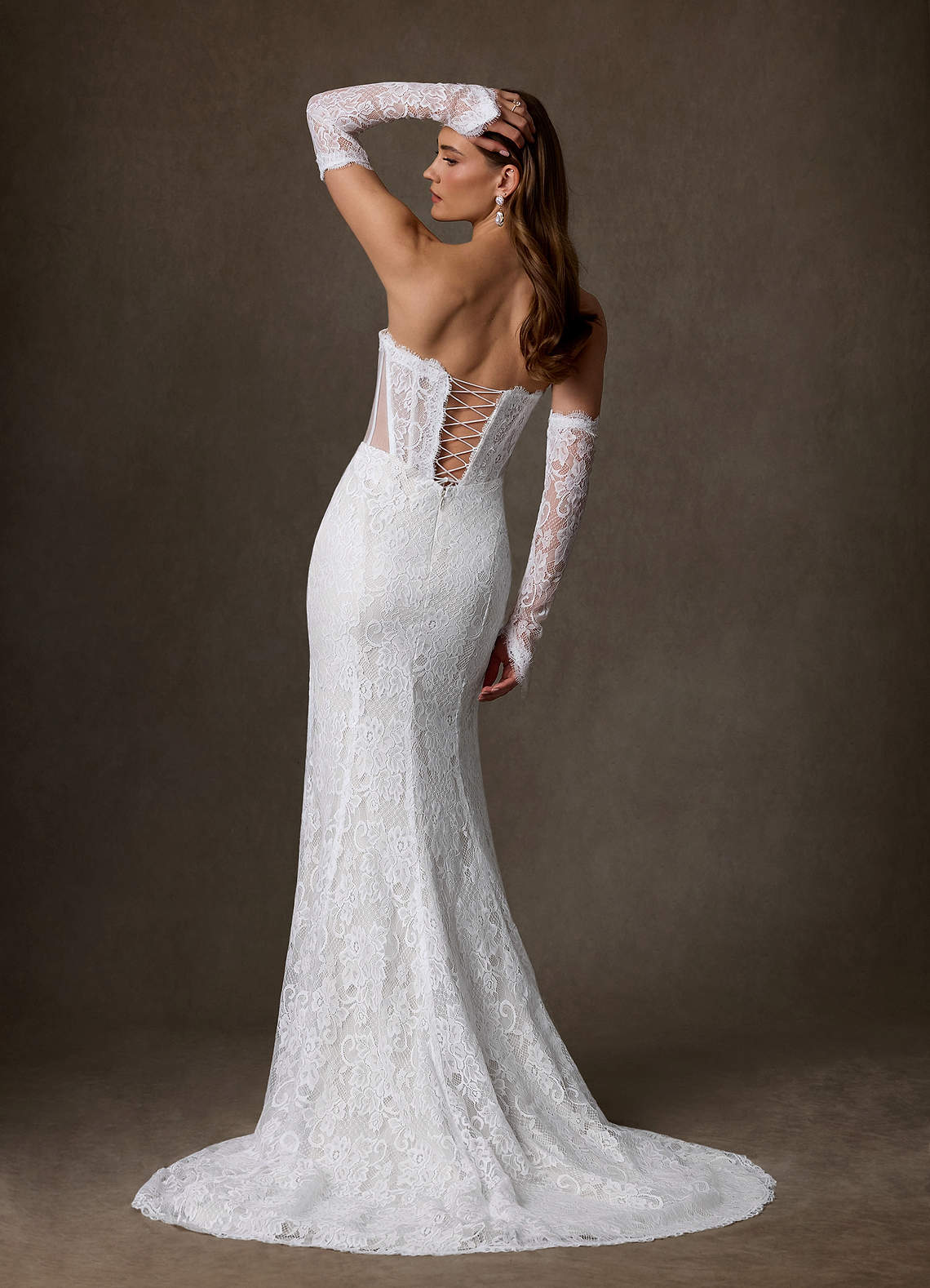 Azazie Issa Vestidos de noiva Vestido Diamante Branco de Renda de Bainha com Sem alças image2