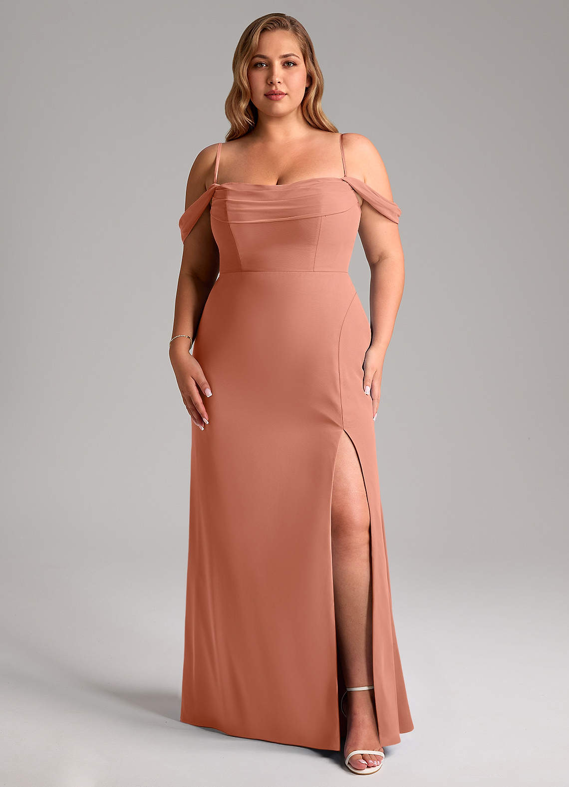 Azazie Saige Bridesmaid Dresses MAI TAI A-Line Off the Shoulder Chiffon Convertible Dress image13