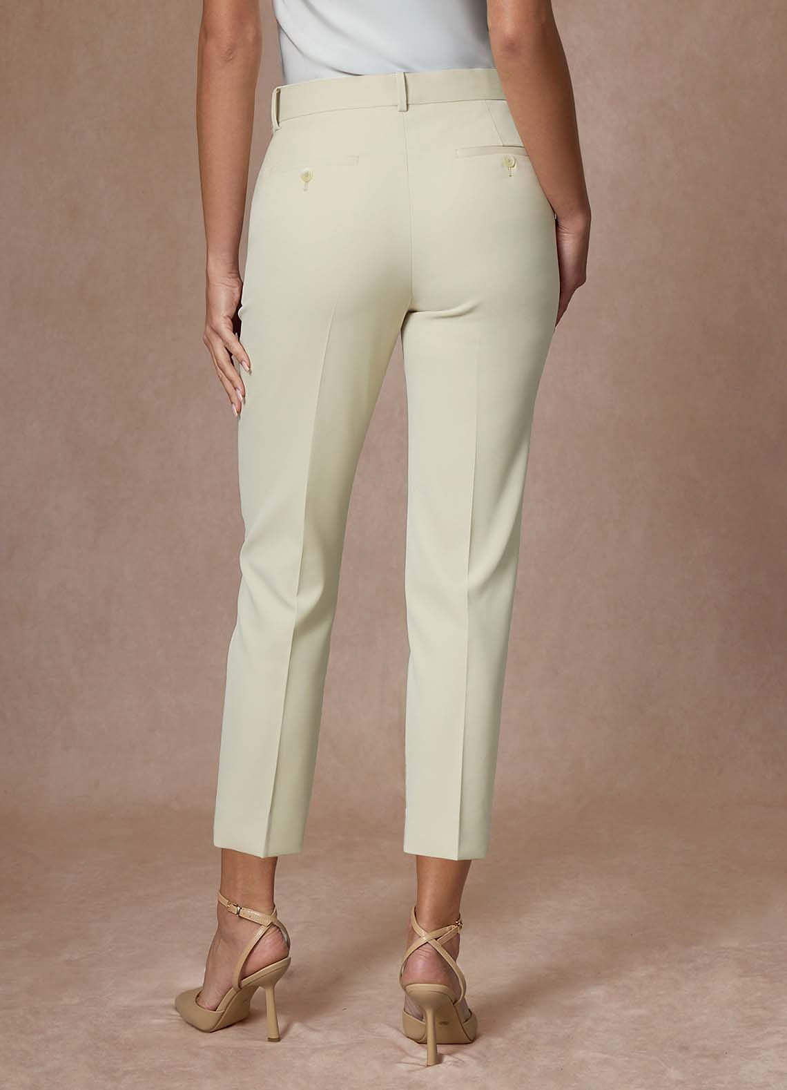 front Whitney Ivory Refined Weave Performance Cropped Pants Suit
