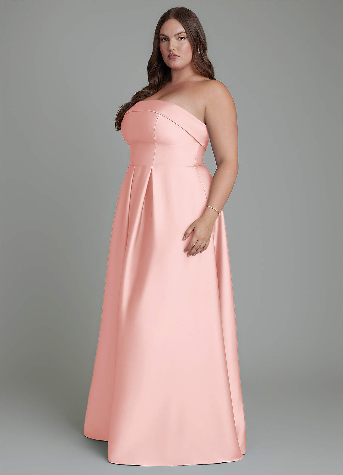 Azazie Lucienne Bridesmaid Dresses Powder Pink A-Line Strapless Stretch Satin Convertible Dress image10
