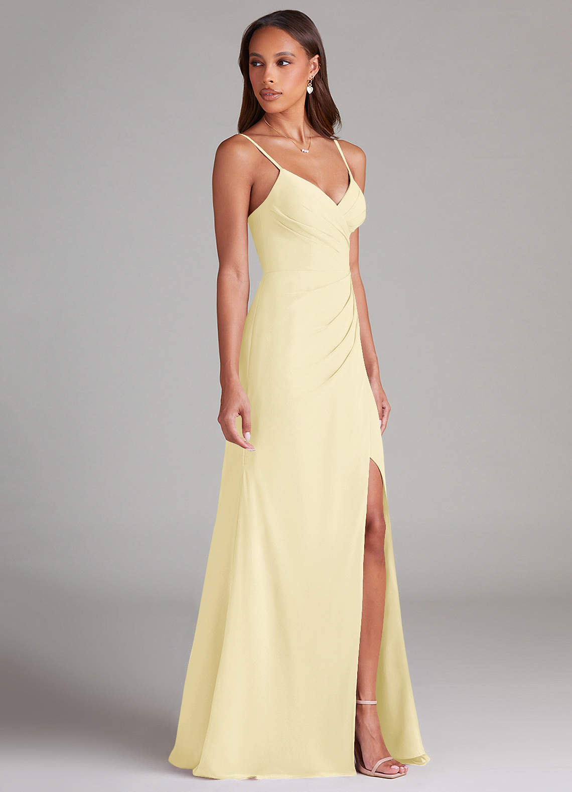 Azazie Maci Klänningar att prova hemma Klä av Tubklänning i Chiffong Plisserad Svart image3