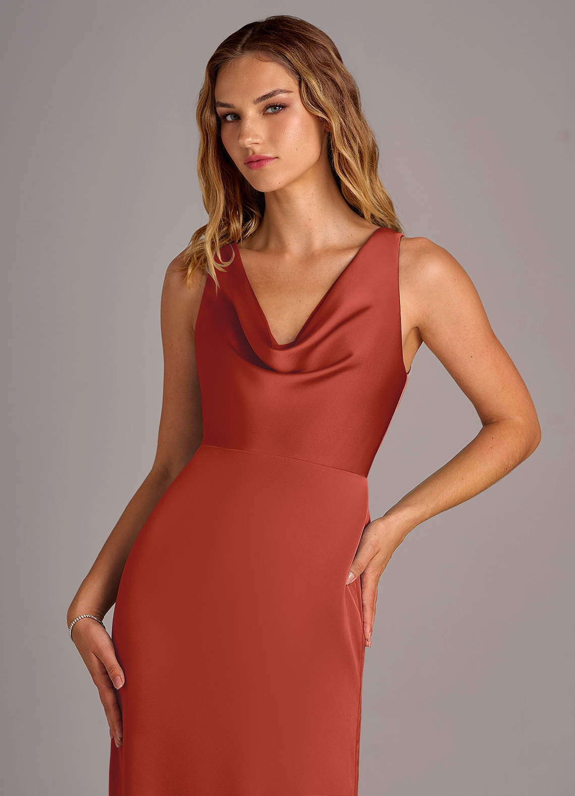 rust formal dress Bella and Bloom Boutique Scala 48938 Long Fitted Formal