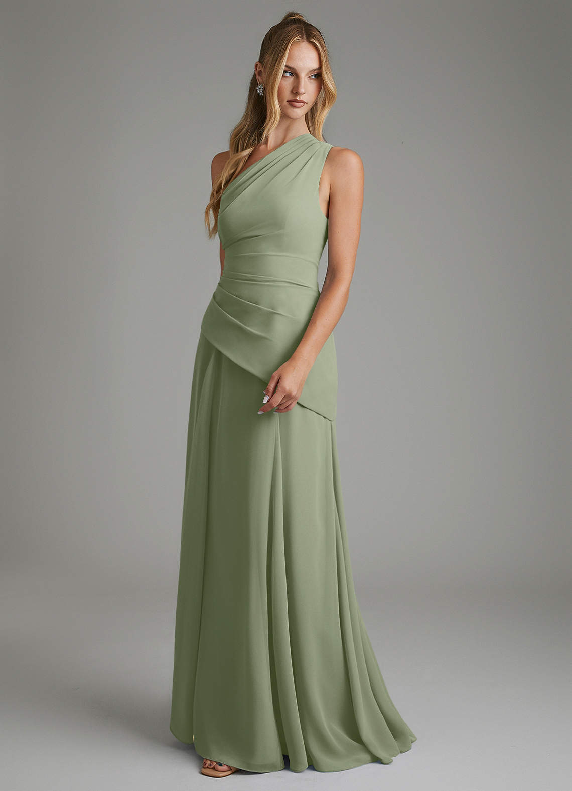 holly bridesmaid dress Azazie A-Line One-Shoulder Floor-Length Chiffon Dresses the Holly Dress embodies Cocoa Brown Amanda Uprichard X REVOLVE Size:CHILD-2XS-12-18 Months-FAMILY