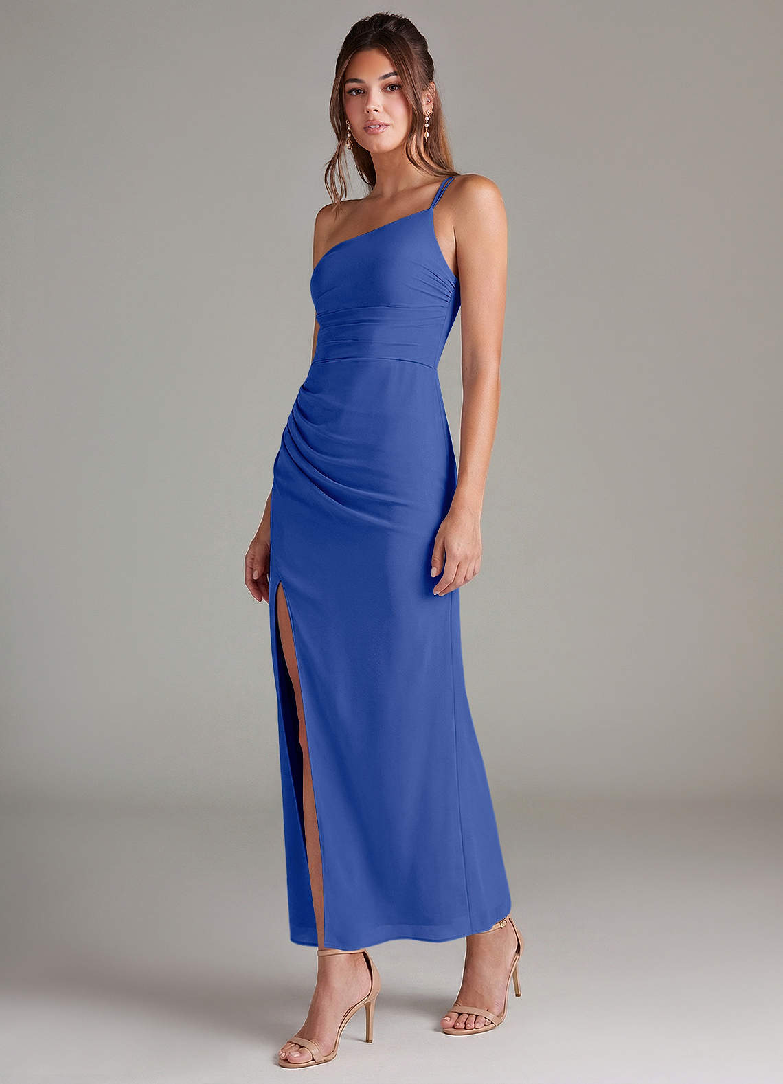 royal blue one shoulder bridesmaid dress KissProm