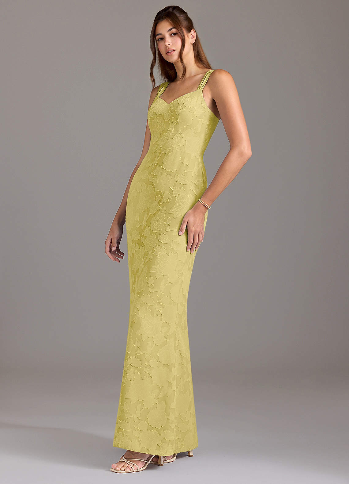 Azazie Denice Canary Floral Burnout Bridesmaid Dresses | Azazie