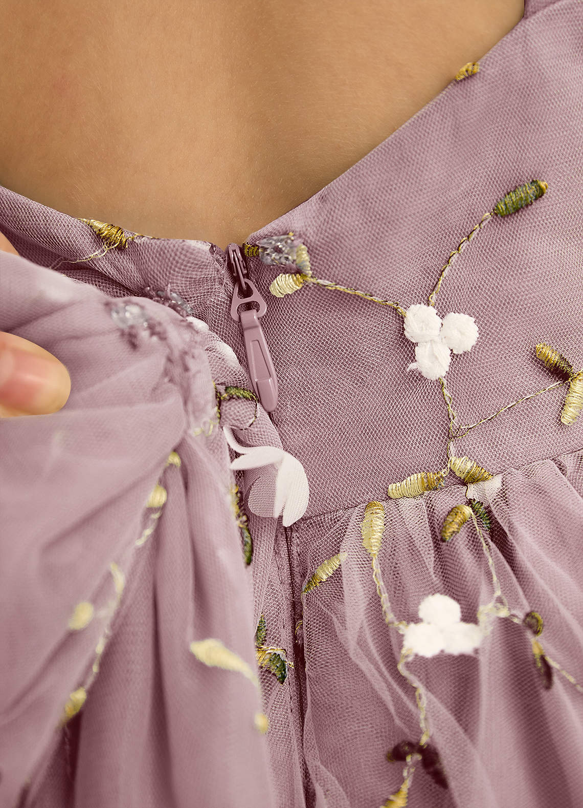 Azazie Bean Blumenmädchenkleider Ballkleid ärmellos Tüll Kleid Altrosa image5