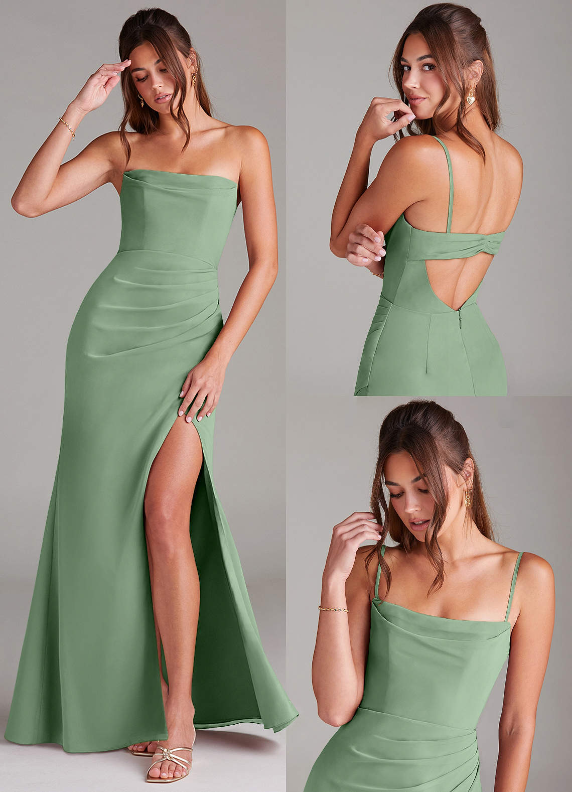 Azazie Leonis Bridesmaid Dresses Matcha Sheath Strapless Chiffon Convertible Dress image8
