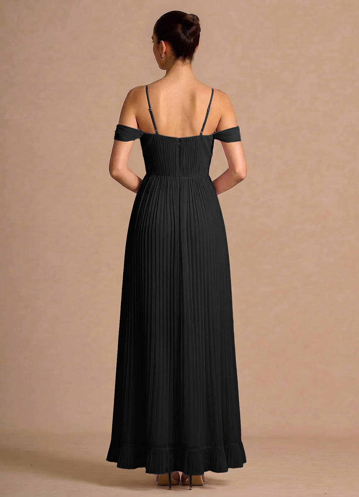 long sleeve dress warm Batool Black Chiffon Modest Long Maxi Dress | Modest Muslim Dresses