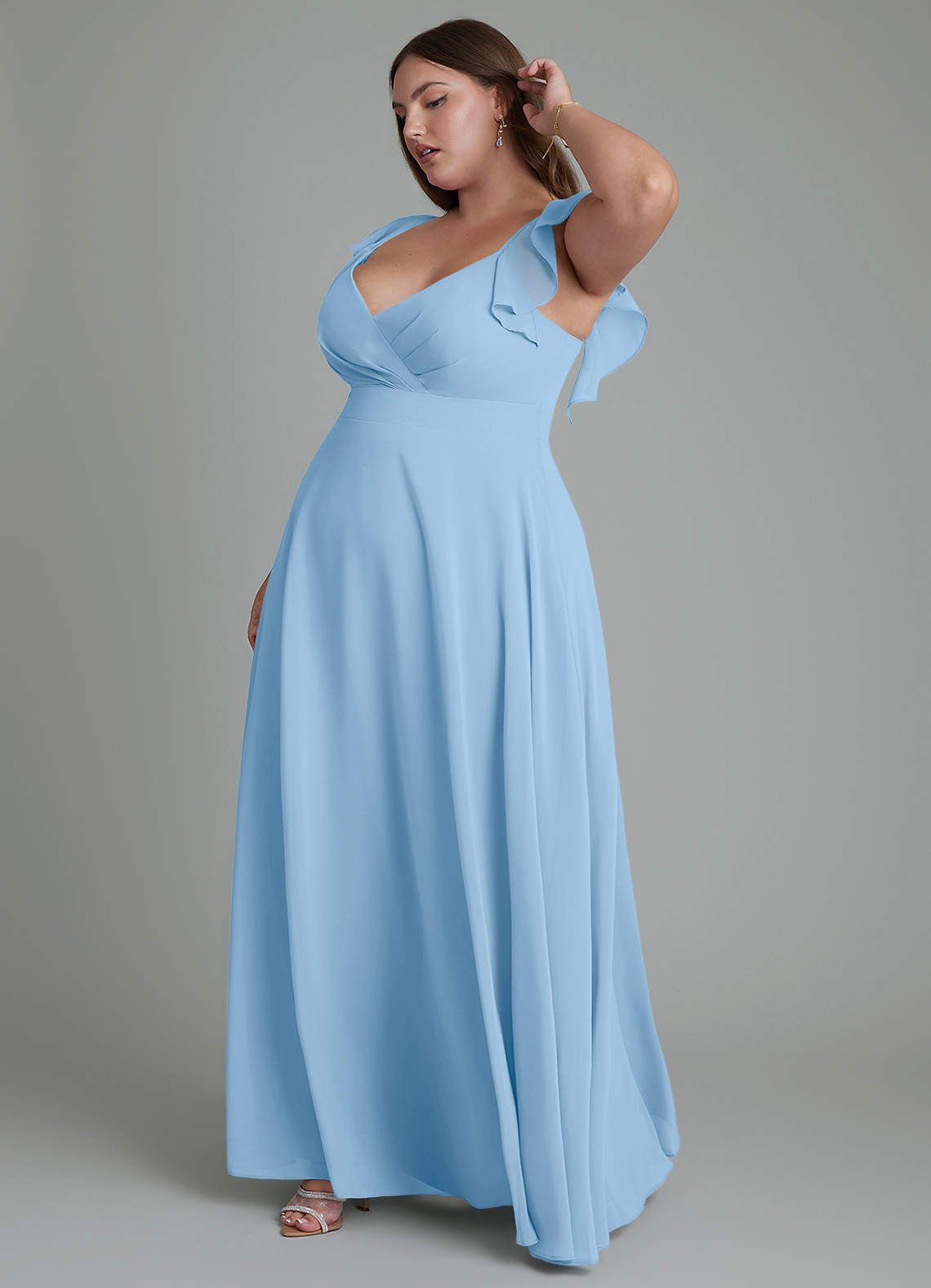 honolulu blue bridesmaid dresses Azazie Leilani Powder Chiffon Bride
