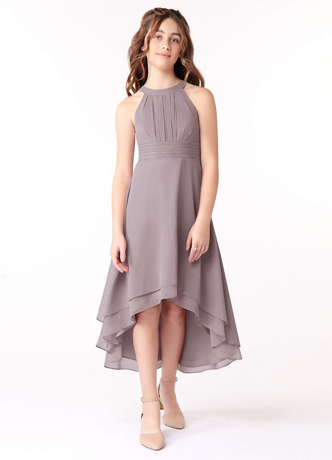 Azazie Linna Junior Dusk A-Line Pleated Chiffon Dress image1