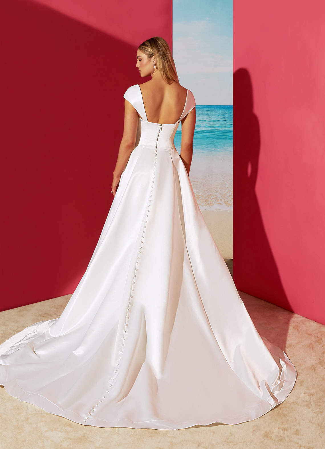 Azazie Luxia Wedding Dresses A-Line Sweetheart Neckline Matte Satin Cathedral Train Dress image1