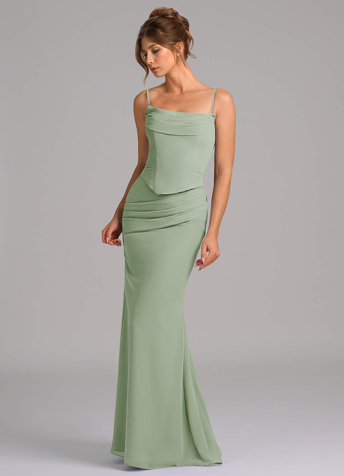 Azazie Sorrel Suknie dla druhen Syrena Gorset Szyfon Do ziemi Sukienka image5