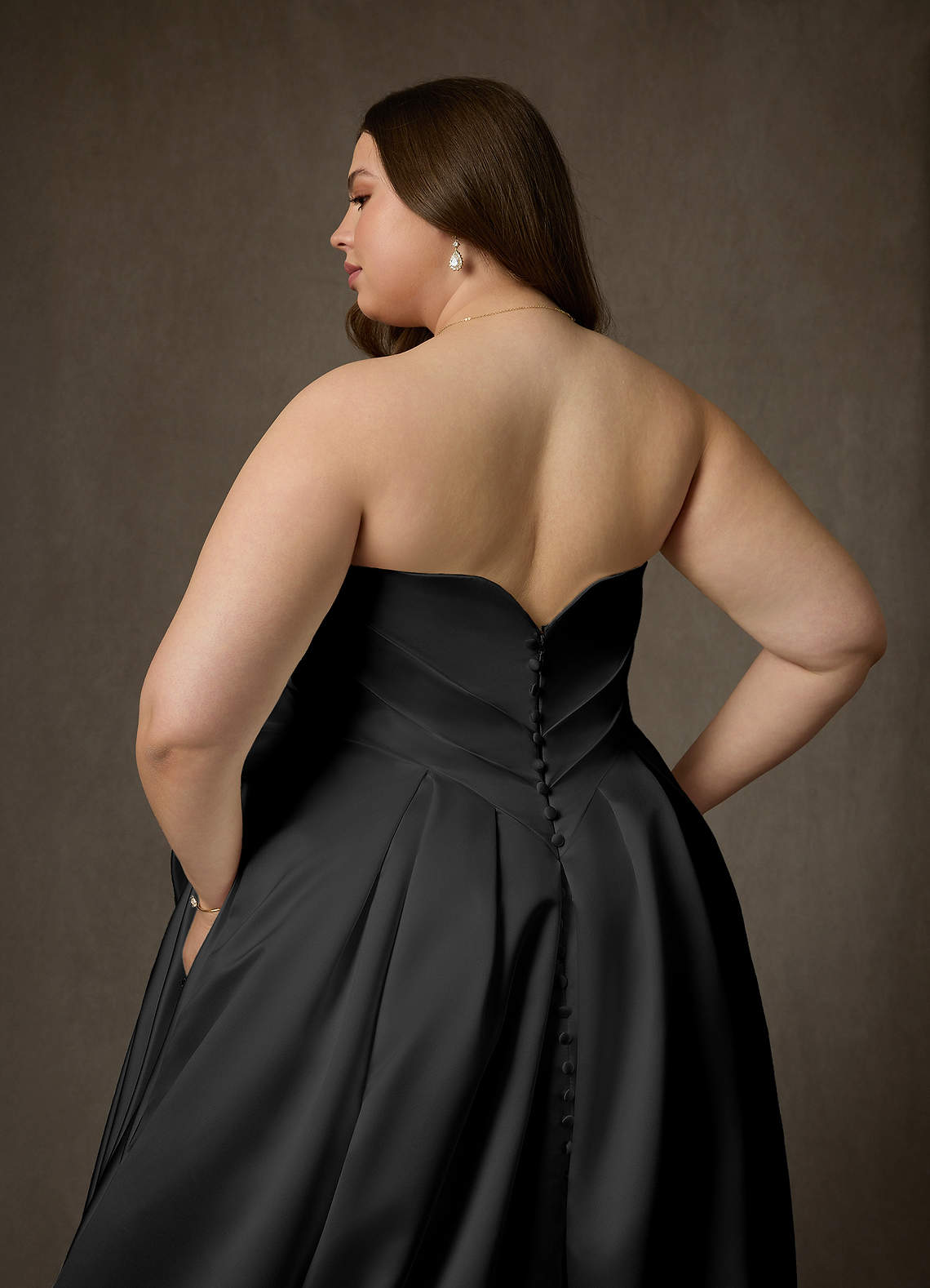 Azazie Adelise Wedding Dresses Black Ball-Gown Strapless Satin Dress image10