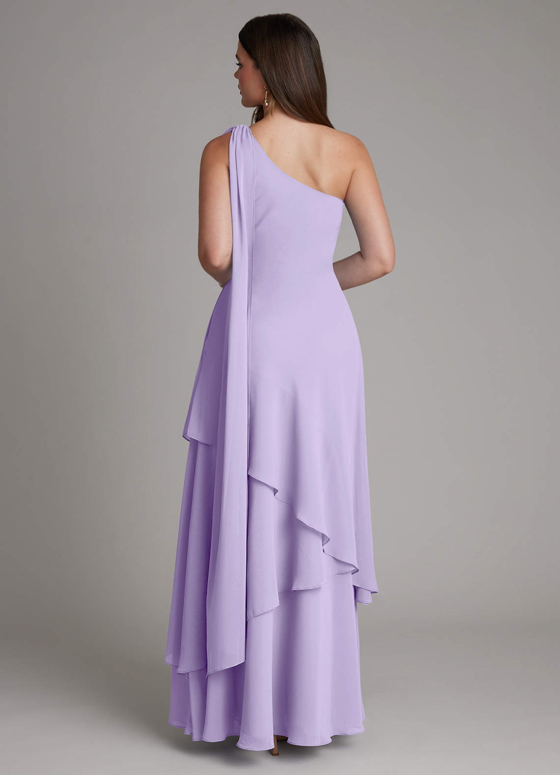 Azazie Monique Bridesmaid Dresses Lilac A-Line One Shoulder Chiffon Dress image1