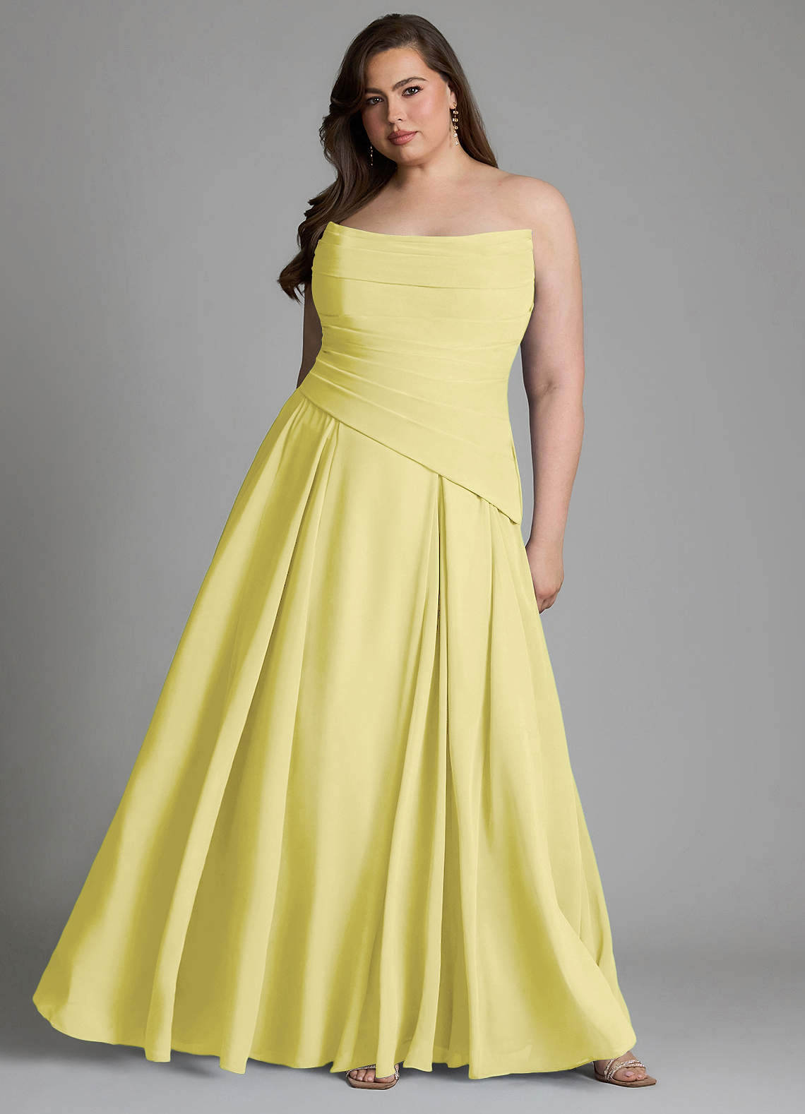 Azazie Gabriela Bridesmaid Dresses Lemon Sorbet A-Line Corset Chiffon Dress image14