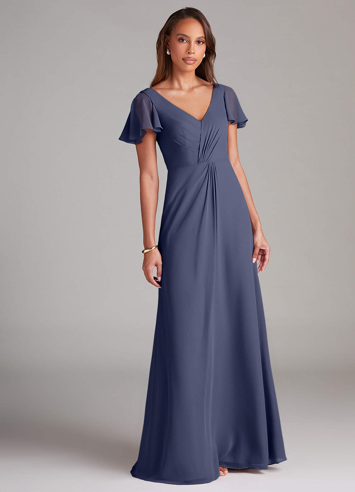 Azazie Soren Bridesmaid Dresses Stormy A-Line Ruched Chiffon Dress image1