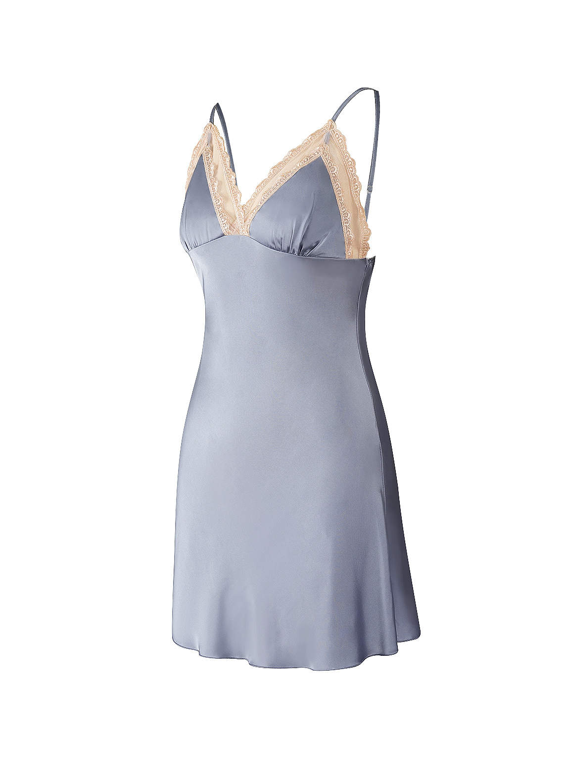 Dusty Blue Sling Hollow Nightgown Two-Piece Set With Breast Pad Robes ...