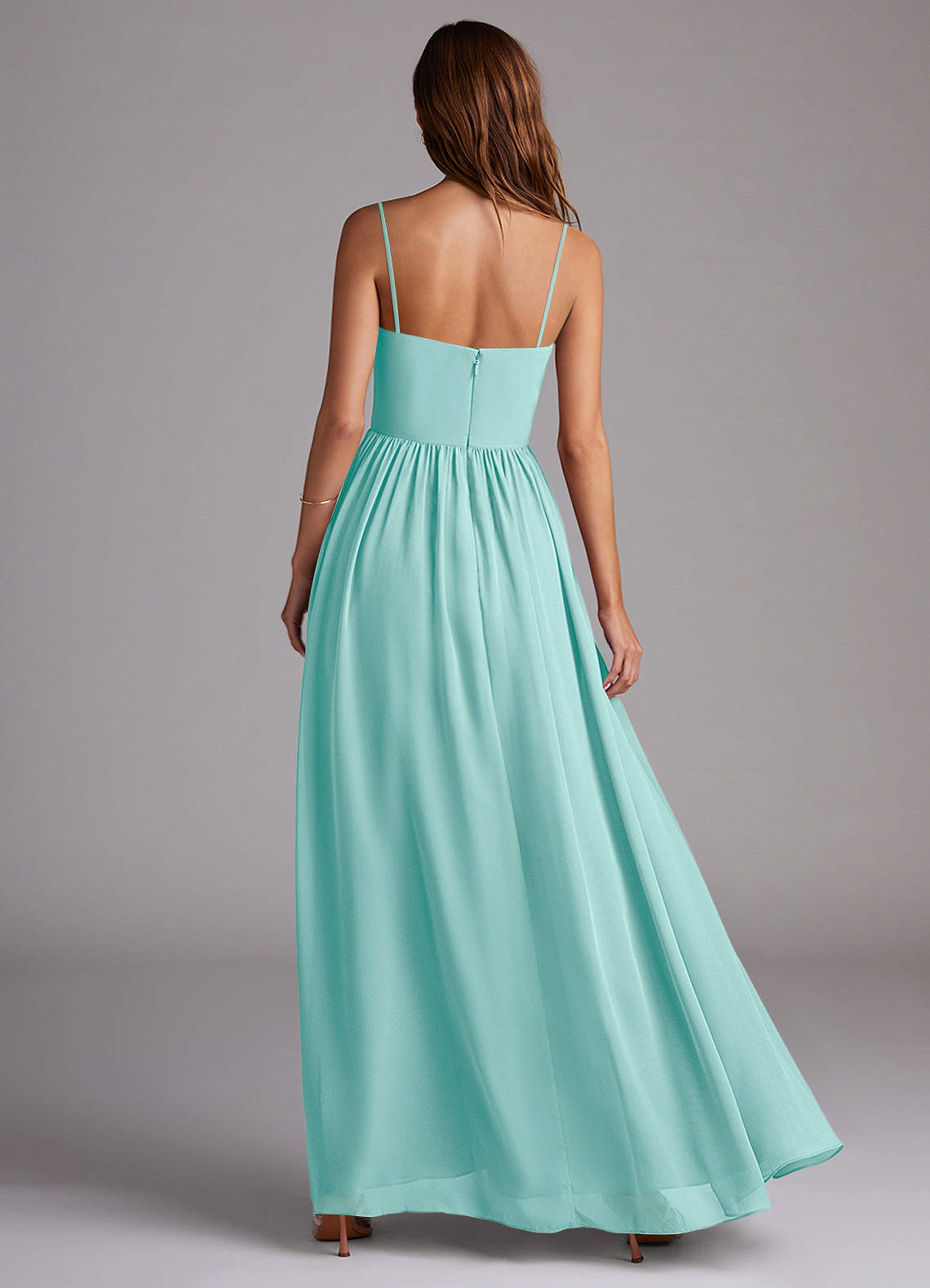 Azazie Calianna Aqua Chiffon Bridesmaid Dresses | Azazie