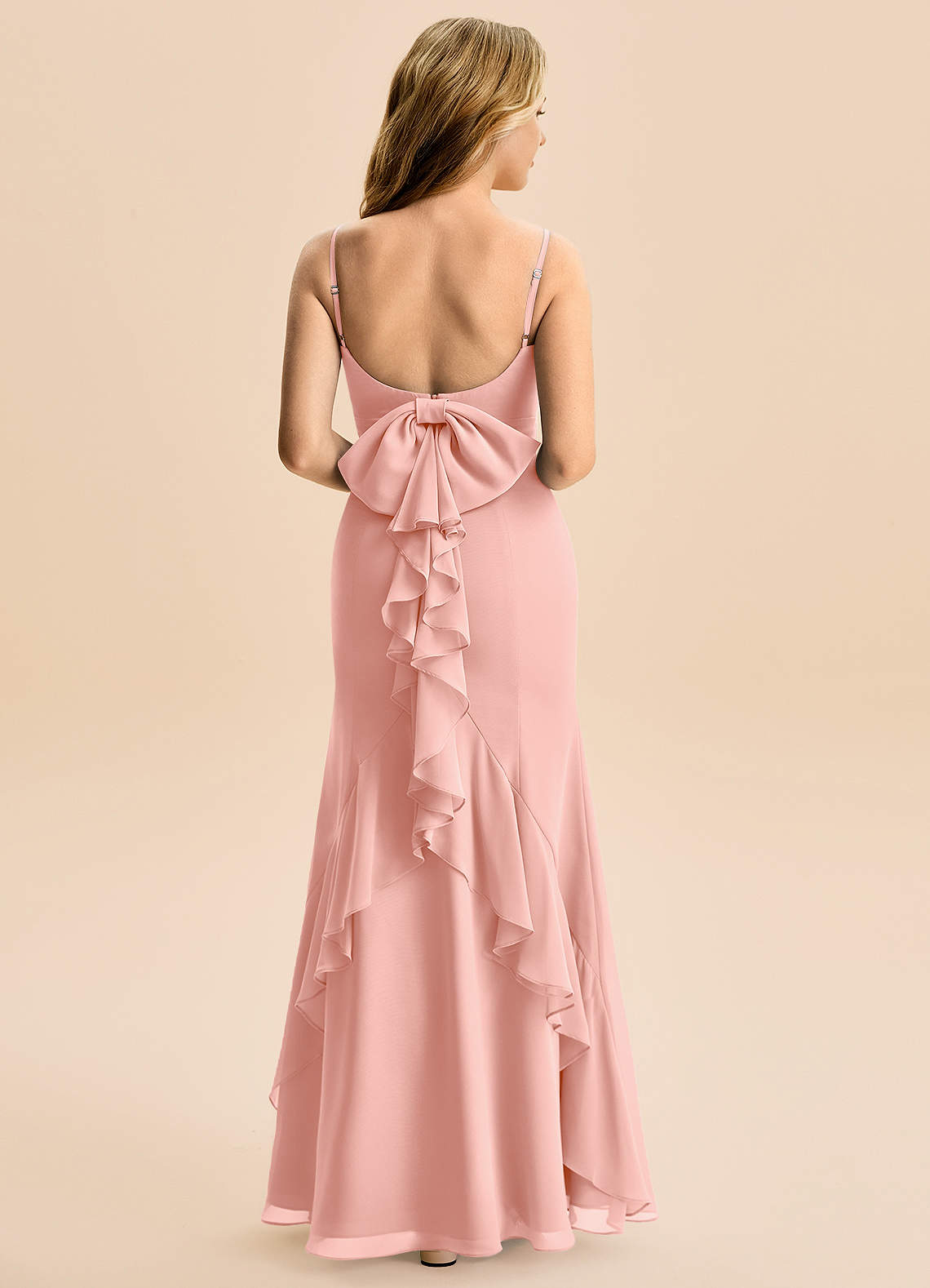 Azazie Lioren Junior Rosette Mermaid Bow Chiffon Dress image2