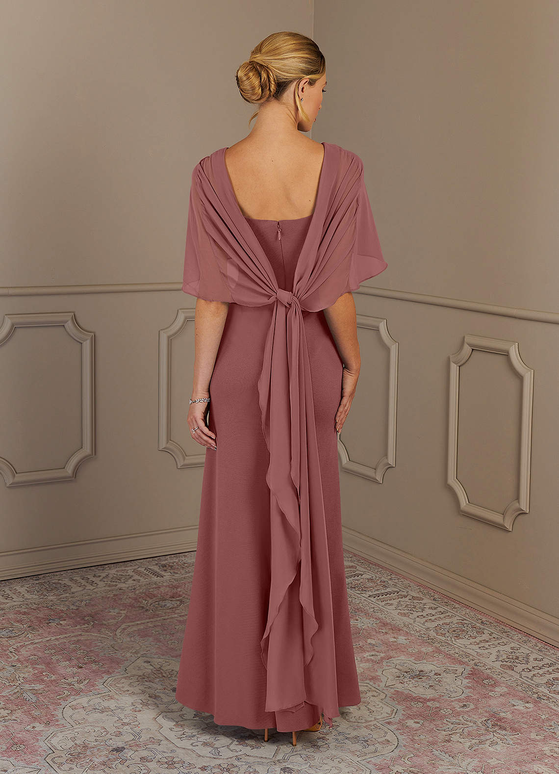 Azazie Dion Desert Rose Sheath Scoop Stretch Crepe Dress Mother of the