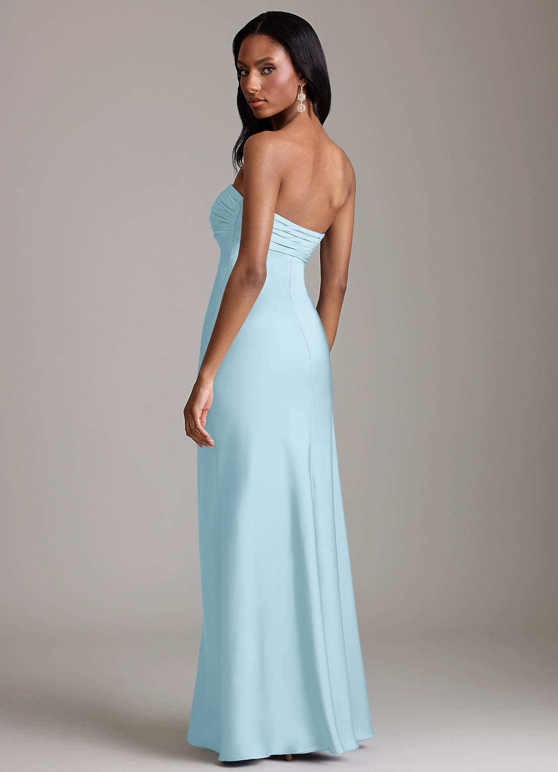 Azazie Saylor Brudtärnklänningar Klä av Sjöjungfru i Stretch Satin Axelbandslös Himmelsblå image4